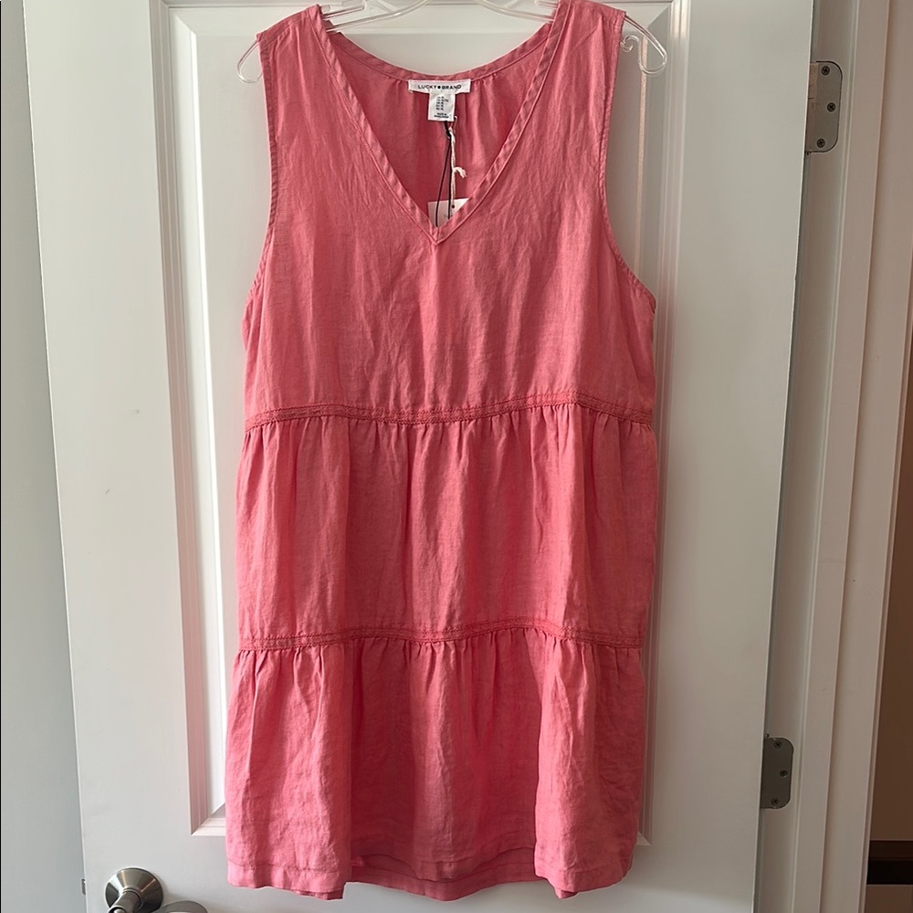 Lucky Brand Coral Sleeveless Linen Dress